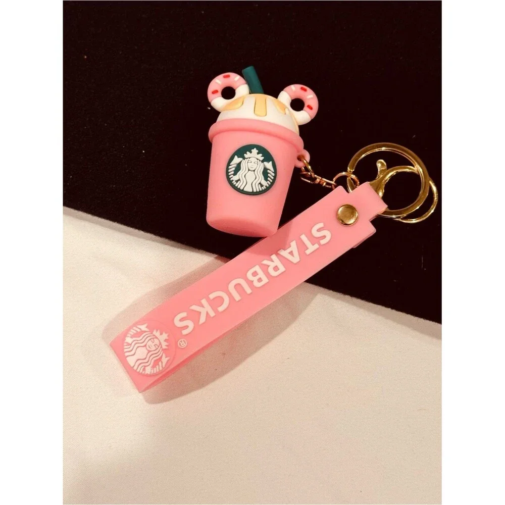 3D Mouse Donut Coffee Cup Keychain Bag Charm Silicone Wristlet Strap Gift NIP